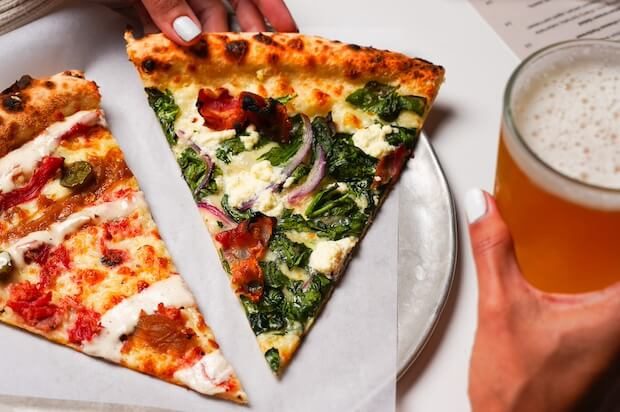 two slices and craft beer at ignite pizzeria